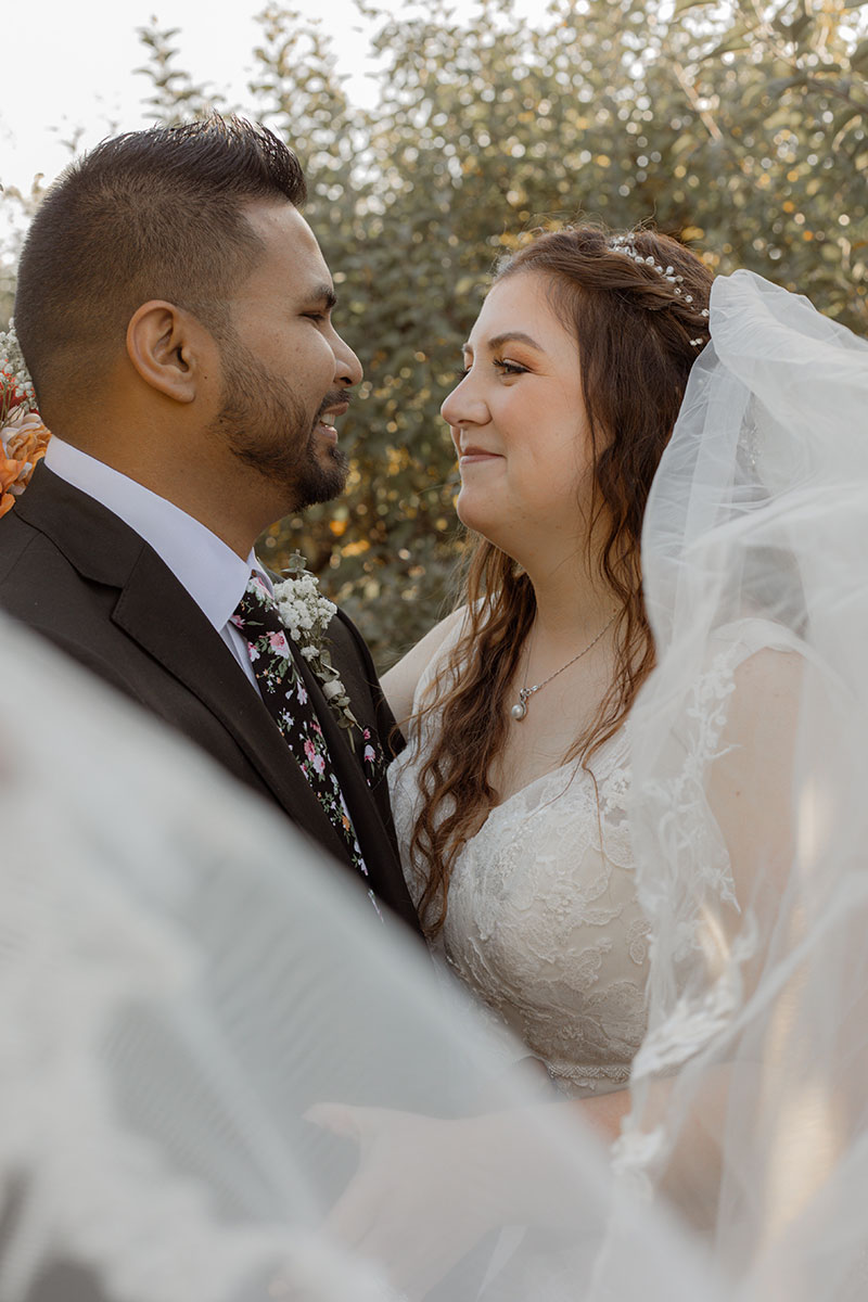 Picture of bride and groom on their elopement day.