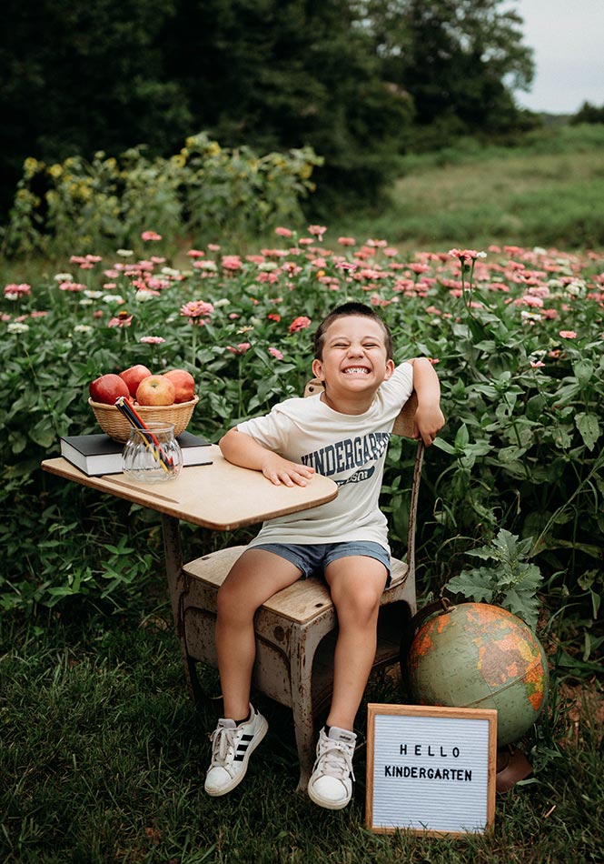 Back to School Session within the zinnia fields at Firefly Haven.